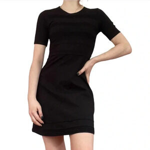REISS Black Anabell Classic pleat trim ponte knit A-line Mini dress size 10